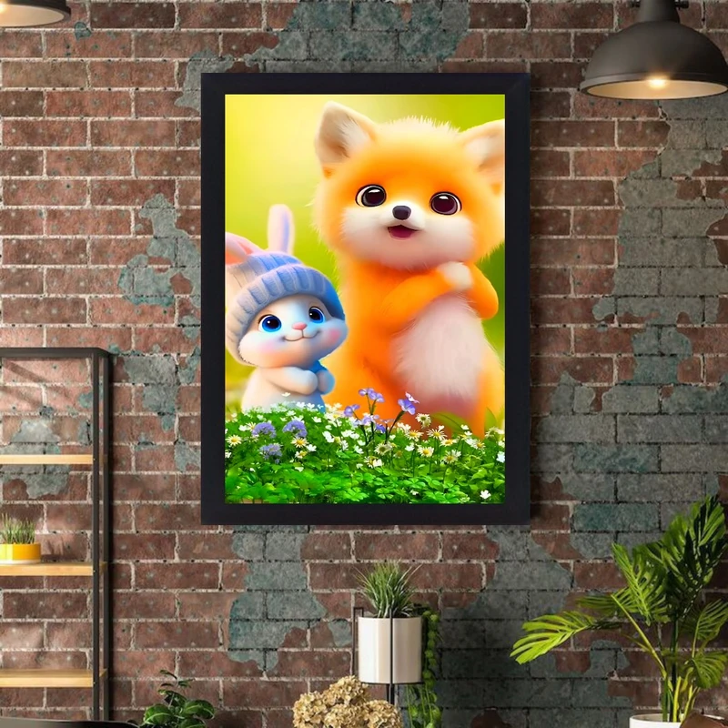 تابلو کودک مدل روباه و خرگوش کد 1031