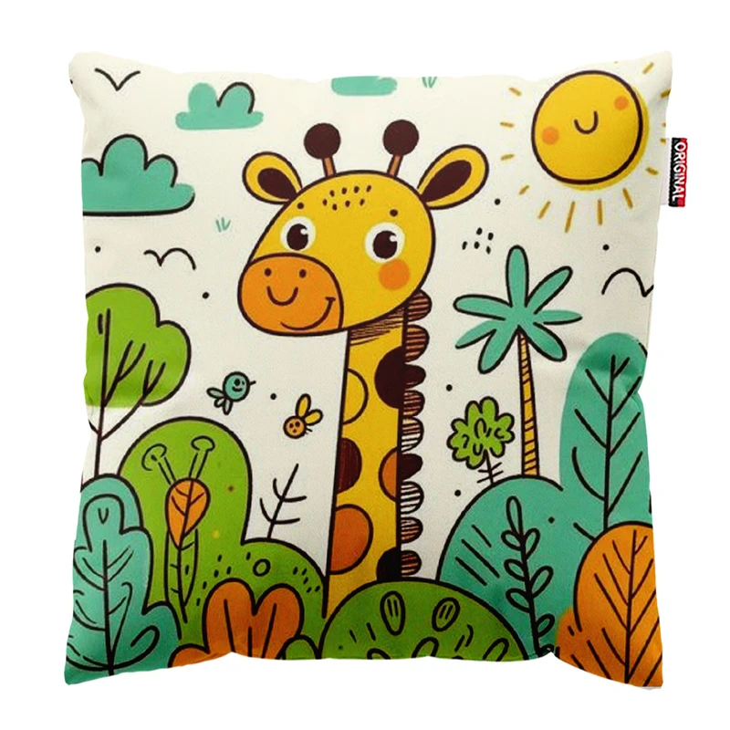 کوسن کودک پاد آفرین مدل زرافه و جنگل سایز 30*30 سانتی متر