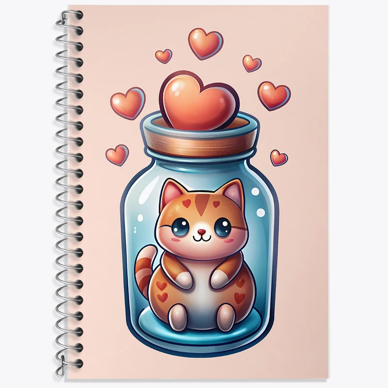 دفتر زبان 50 برگ خندالو مدل دو خط طرح گربه کیوت کد N5203