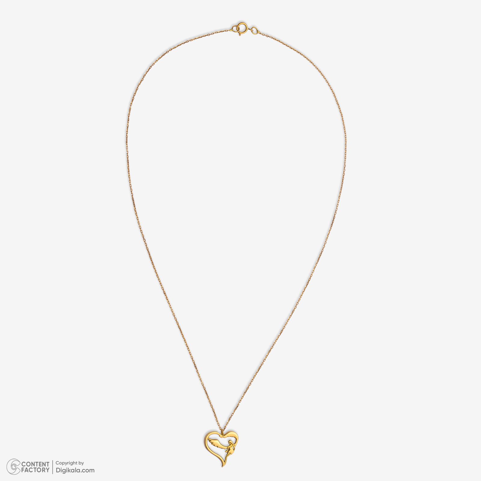 گردنبند طلا 18 عیار زنانه با زنجیر حلقه‌ای (فلامینگو) وی گالری مدل قلب و فرشته کد NB9371 -  - 3