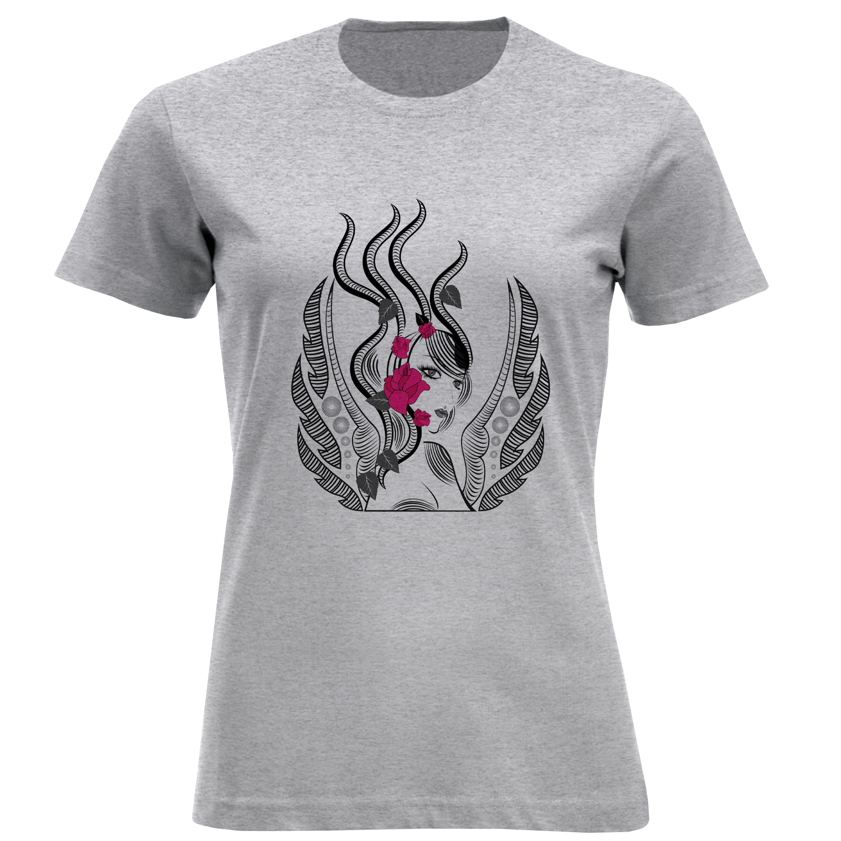 تی شرت آستین کوتاه زنانه مدل دختر مینیمال D843