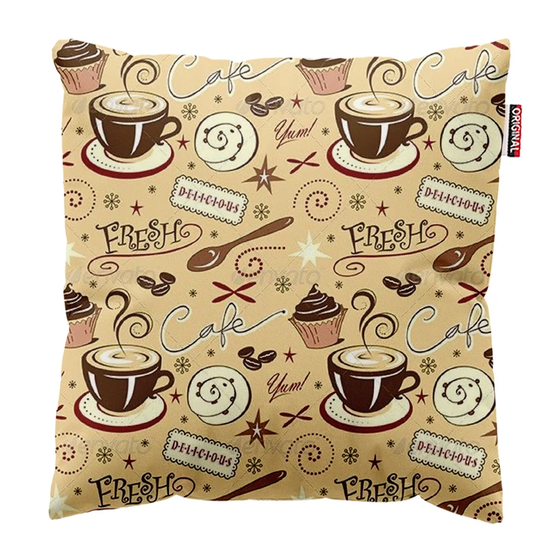 کوسن پاد آفرین طرح قهوه کافی کافه coffee کد 4024 سایز 40*40 سانتی متر