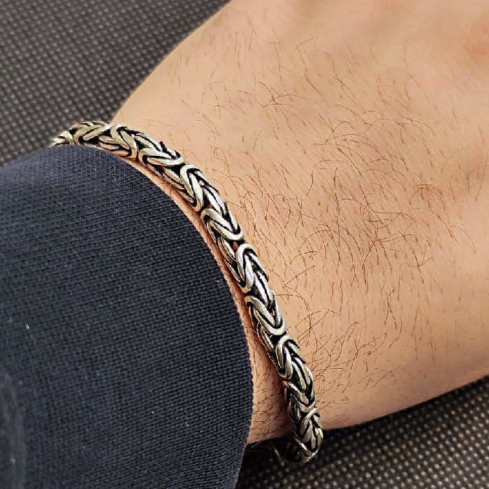 دستبند نقره مردانه مدل مدل کرال سیاه قلم کد 330