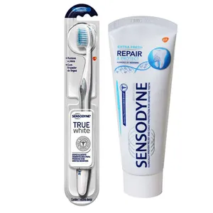 خمیر دندان سنسوداین مدل نعناع حجم 75 میلی لیتر به همراه مسواک سنسوداین مدل TRU WHITE با برس نرم