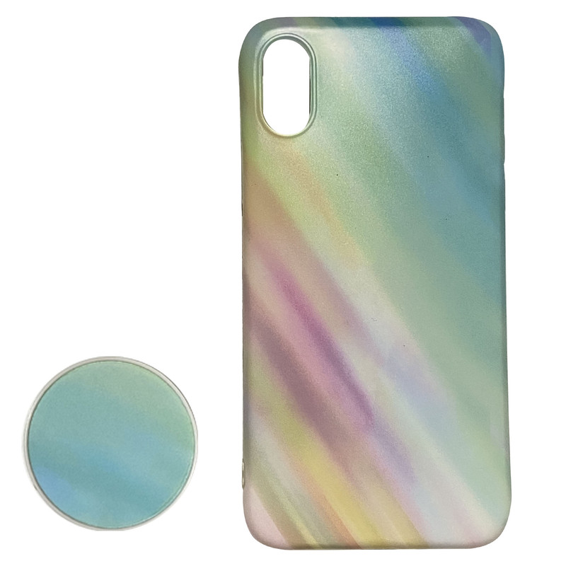 کاور طرح رنگین کمان مدل COLOR88 مناسب برای گوشی موبایل اپل IPHONE X / XS به همراه پاپ سوکت 