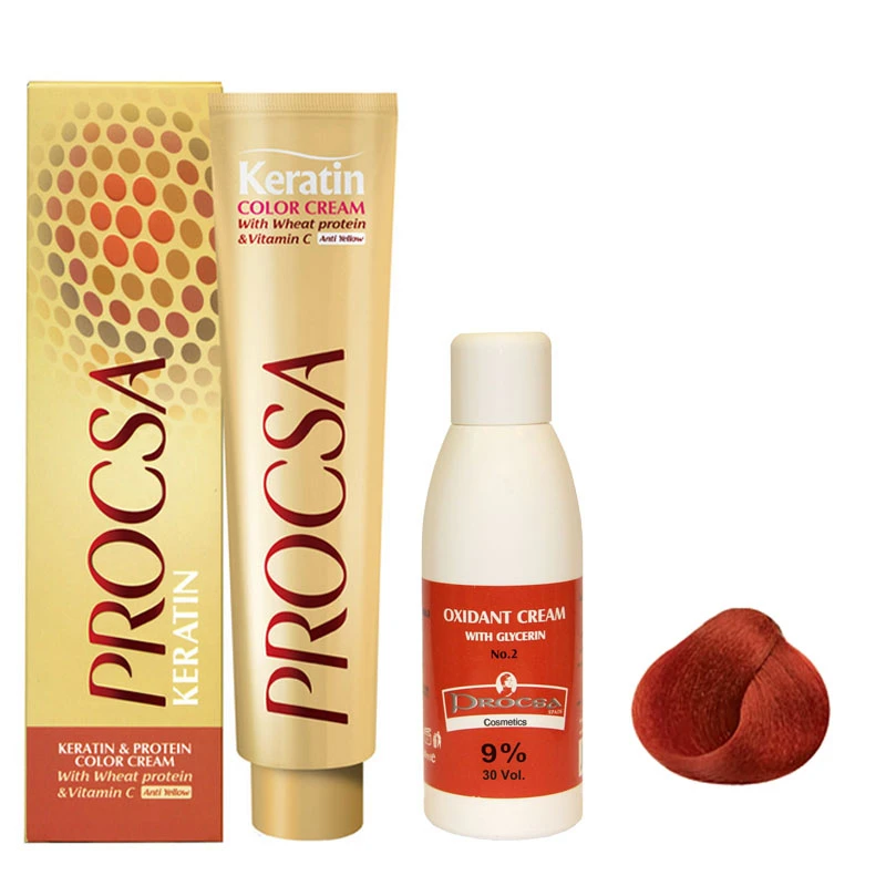 رنگ مو پروکسا سری Red شماره 6.88 حجم 100 میلی لیتر رنگ بلوند قرمز مسی تیره به همراه اکسیدان مدل گلیسیرینه نه درصدی حجم 120 میلی لیتر