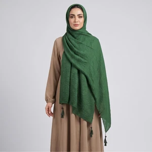 شال زنانه مدل نخی ساده پلیسه منگوله دار کد 130