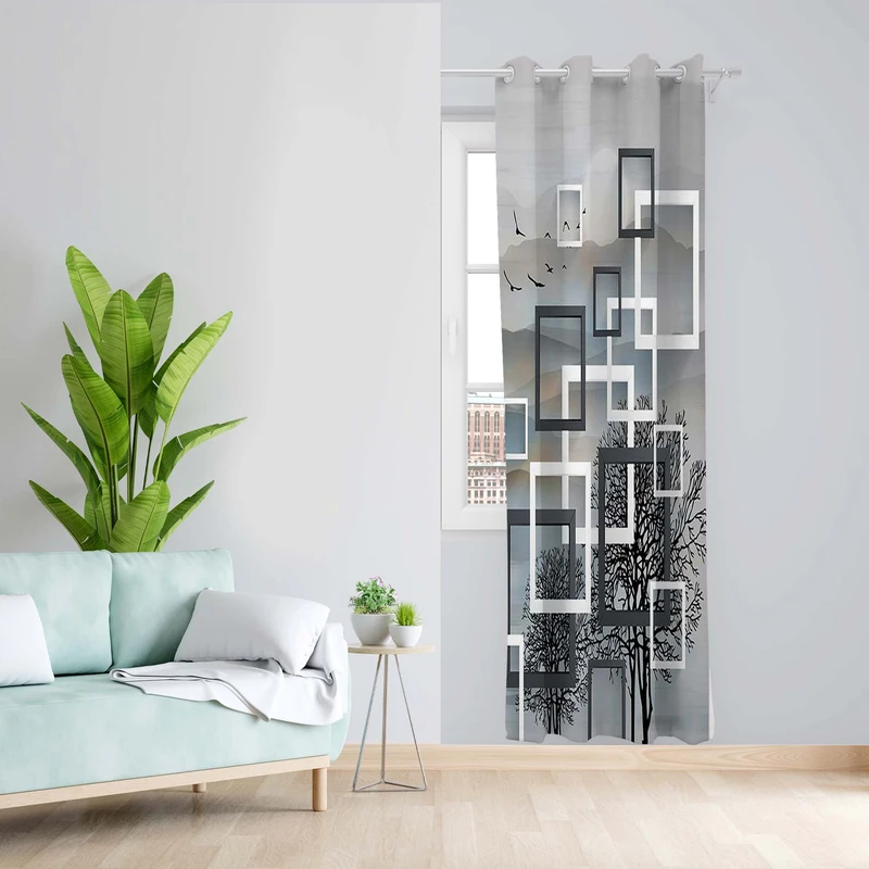پرده طرح پرنده مدل مخمل پانچی کد 1428 z سایز 140x200 سانتی متر