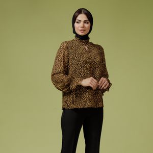بلوز آستین بلند یقه دکمه دار زنانه برنس مدل 40115