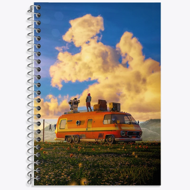 دفتر زبان 50 برگ خندالو مدل دو خط طرح کمپینگ (Camping) کد F513