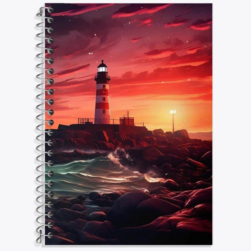 دفتر زبان 50 برگ خندالو مدل دو خط طرح فانوس دریایی کد F6042