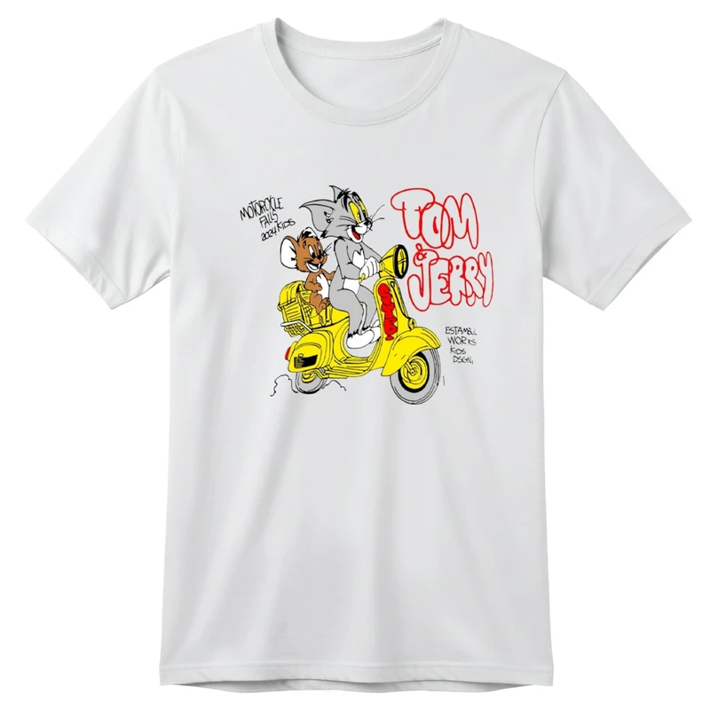 تی‌شرت آستین کوتاه بچگانه مدل تام و جری موتور v1 