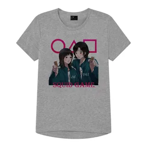 تی شرت دخترانه مدل بازی مرکب کد J81 رنگ طوسی