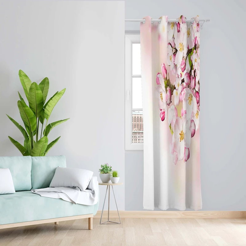 پرده طرح گل مدل مخمل پانچی کد 5144R z سایز 140x200 سانتی متر