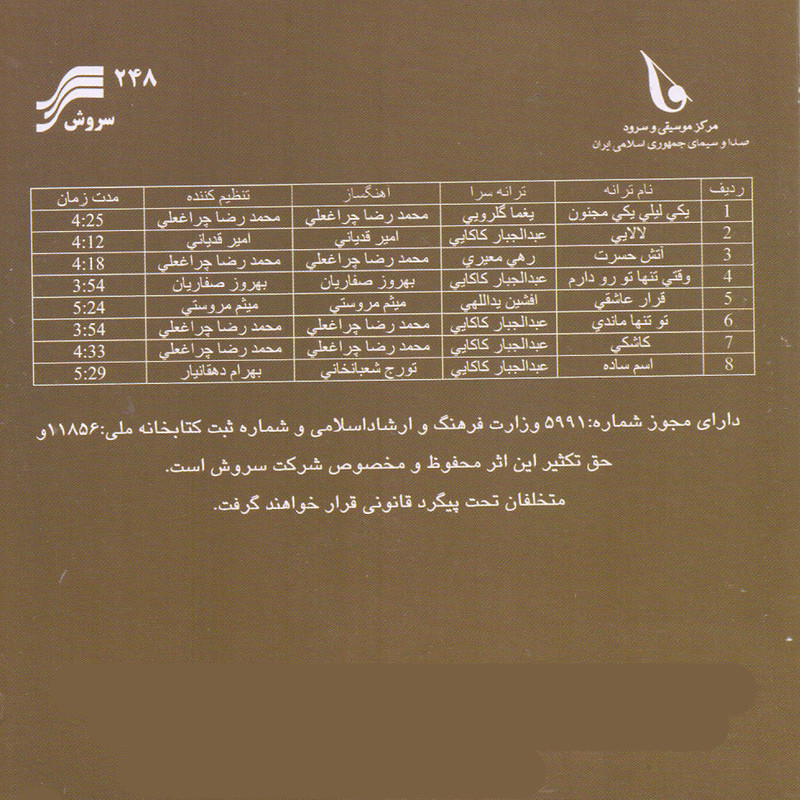 آلبوم موسیقی قرار عاشقی اثر حسین زمان