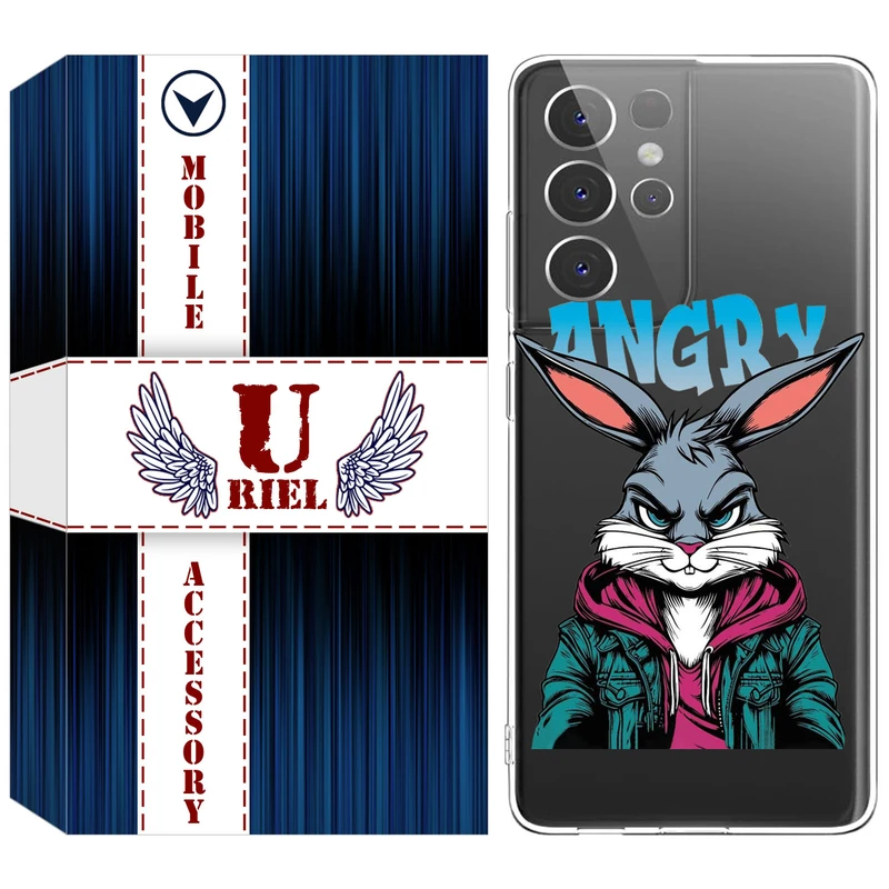 کاور یوریل مدل Clear کد 51 طرح خرگوش مناسب برای گوشی موبایل سامسونگ Galaxy S21 Ultra