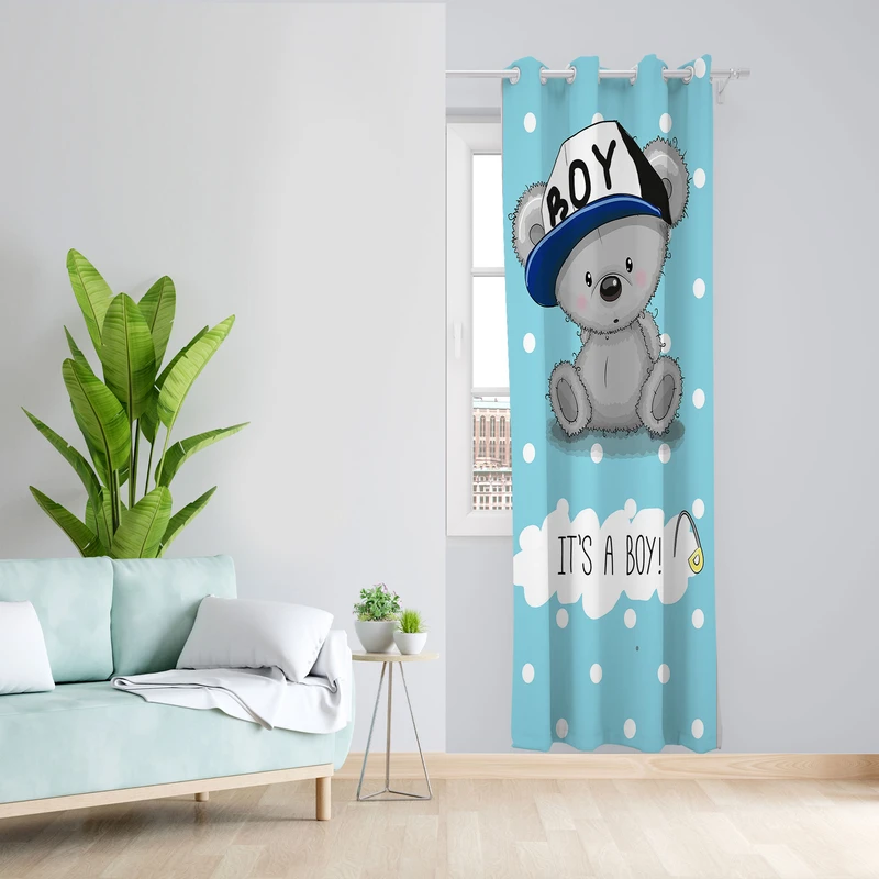  پرده مدل اتاق کودک مخمل پانچی طرح پسرانه کد 4752 سایز 140x280 سانتی متر