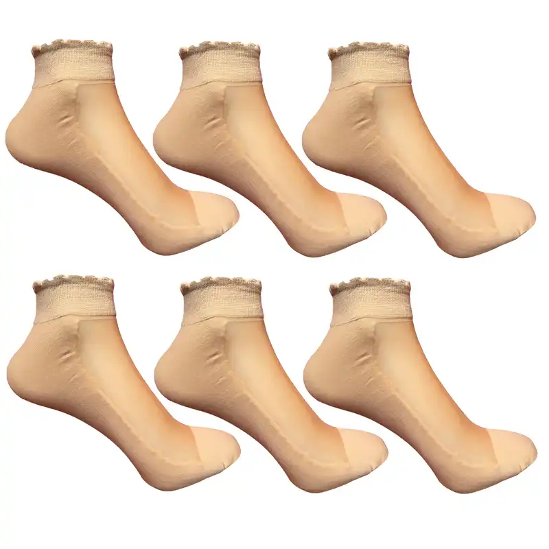 جوراب زنانه دکتر جوراب مدل پارازین قایقی رنگ کرم بسته 6 عددی