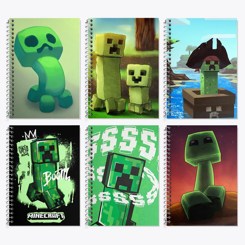 دفتر زبان 50 برگ خندالو مدل دو خط طرح ماینکرفت (Minecraft) کد 578 مجموعه 6 عددی