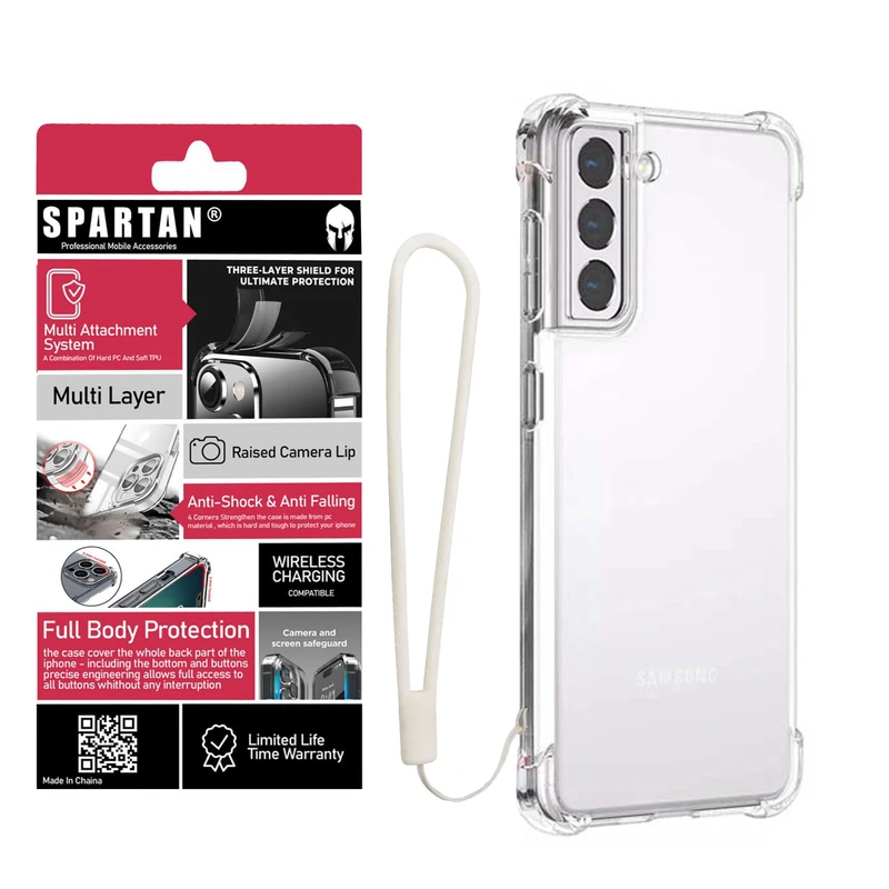 کاور اسپارتان مدل Airbag Strap مناسب برای گوشی موبایل سامسونگ Galaxy S21 FE به همراه بندآویز