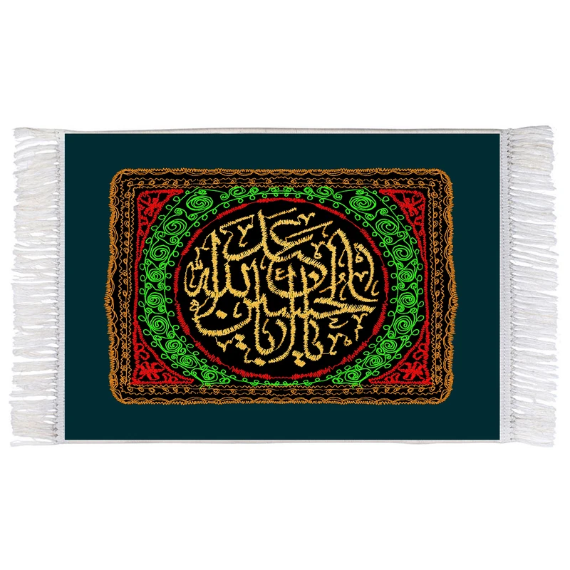 فرش ماشینی دیوارکوب اطلس آبی طرح یا ابا عبدالله حسین مدل T2716 