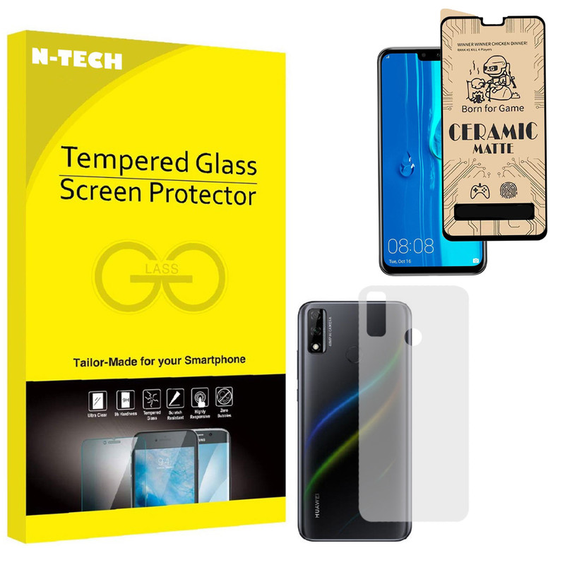  محافظ صفحه نمایش سرامیکی مات انتک مدل CRBKM-01 مناسب برای گوشی موبایل هوآوی Y8S به همراه محافظ پشت گوشی 