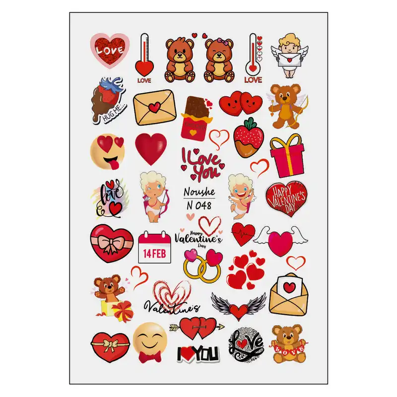 برچسب لنز ناخن مدل عشق کد N48-49 مجموعه 2 عددی