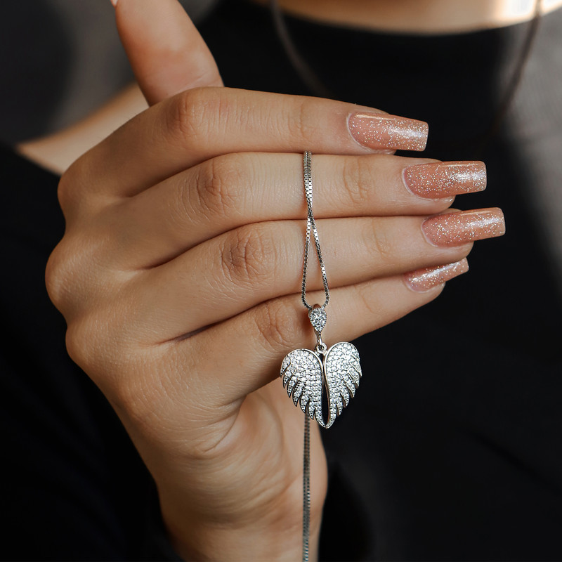 گردنبند نقره زنانه جی تی ای مدل بال فرشته