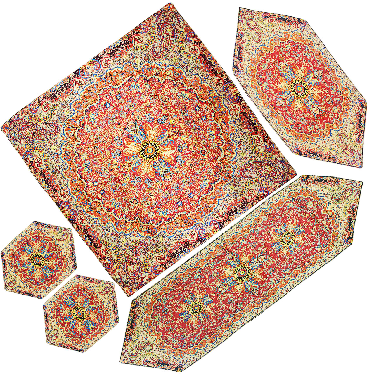 ست 5 تکه رمیزی ترمه مدل دیبا کد R55