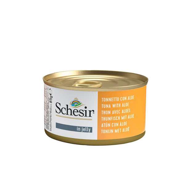 کنسرو گربه شسیر مدل با طعم ماهی تن و آلوئه ورا  وزن 85 گرم