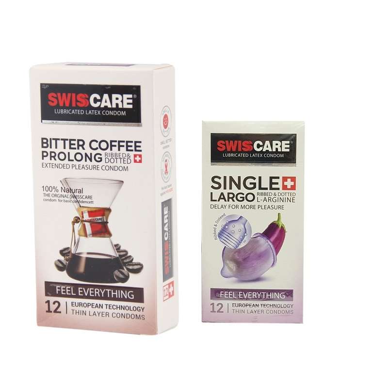 کاندوم سوئیس کر مدل Coffee Prolong بسته 12 عددی به همراه کاندوم سوئیس کر مدل Largo بسته 12 عددی