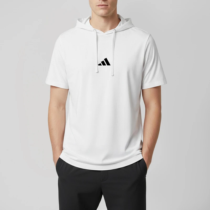 تی‌شرت کلاه‌دار آستین کوتاه مردانه مدل 14040315a رنگ سفید