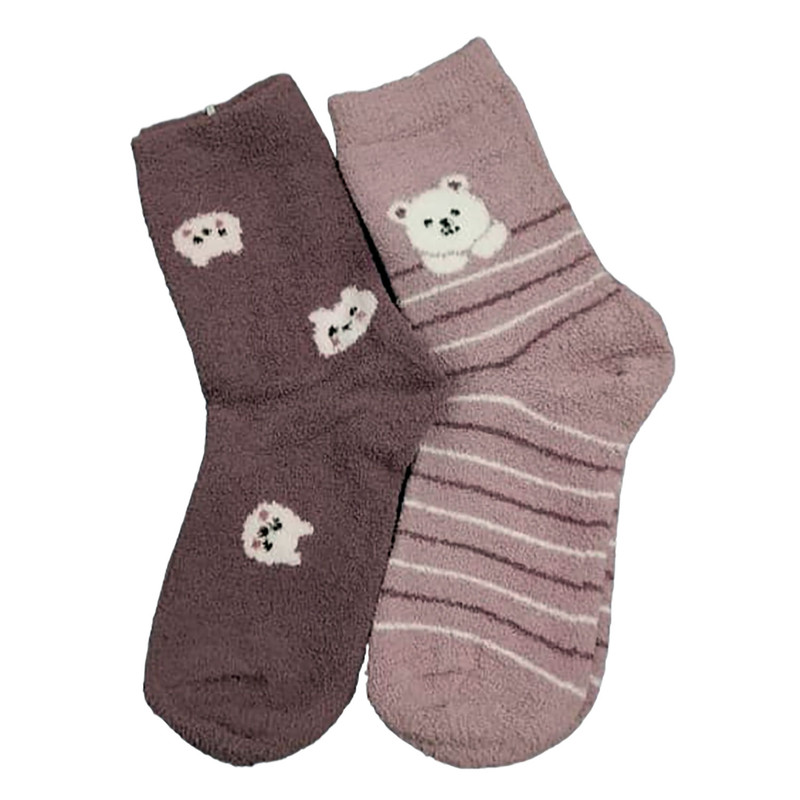 جوراب ساق بلند زنانه مدل بوکله زمستانی طرح تدی کد293-G بسته 2 عددی