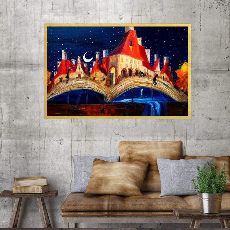 تابلو بکلیت طرح نقاشی مدل DY1047 فریم طلایی