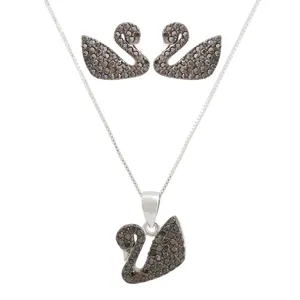 نیم ست نقره زنانه مدل قو کد M3030