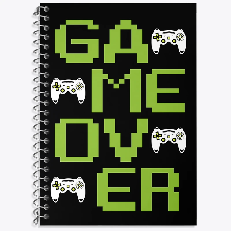 دفتر زبان 50 برگ خندالو مدل دو خط طرح Game Over کد N922