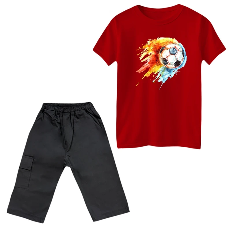 ست تی‌شرت و شلوارک پسرانه مدل فوتبال کد 1