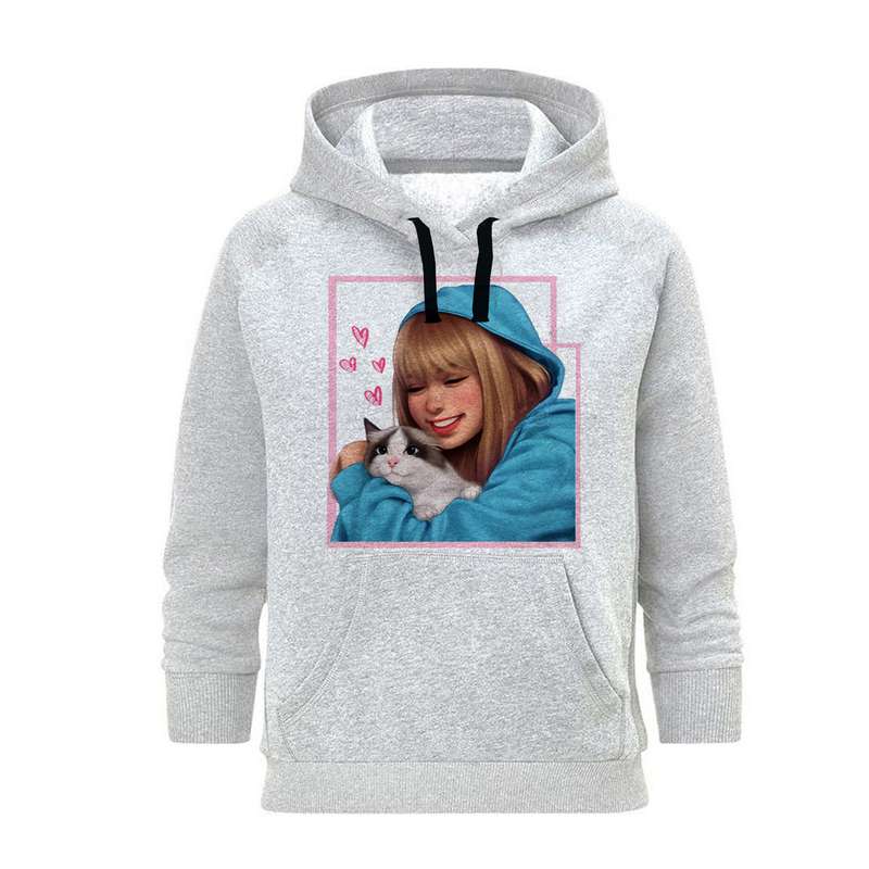 هودی زنانه مدل BLACK PINK کد MBJ008 رنگ طوسی