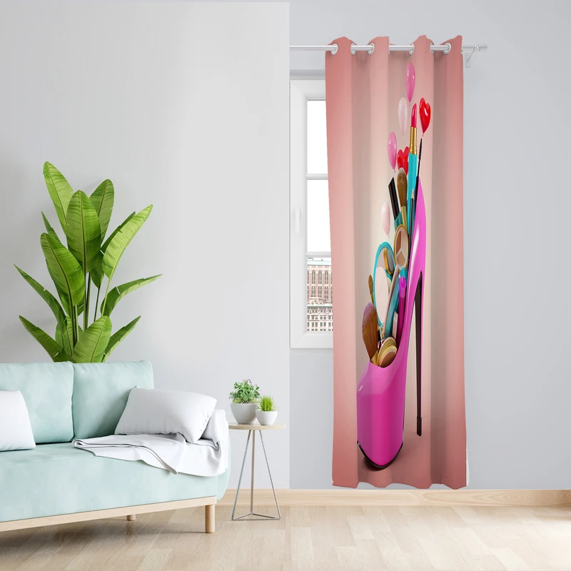 پرده طرح میکاپ مدل مخمل پانچی کد L 667 Z سایز 140x200 سانتی متر