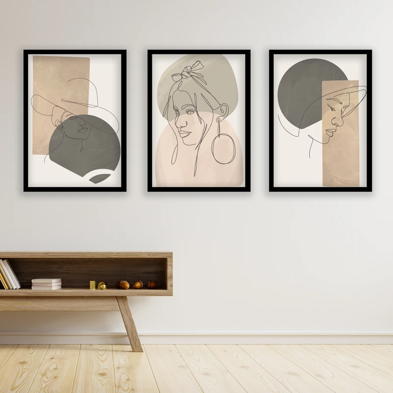 تابلو مدل مینیمال دکوراتیو کد LA-G3094 مجموعه 3 عددی