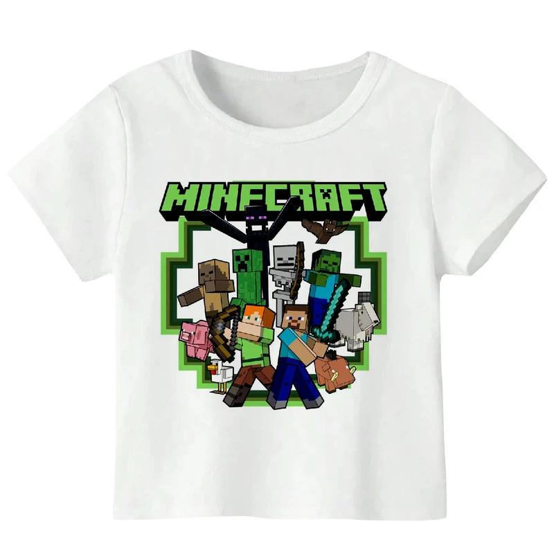 تی شرت آستین کوتاه دخترانه مدل ماینکرفت کد WS56