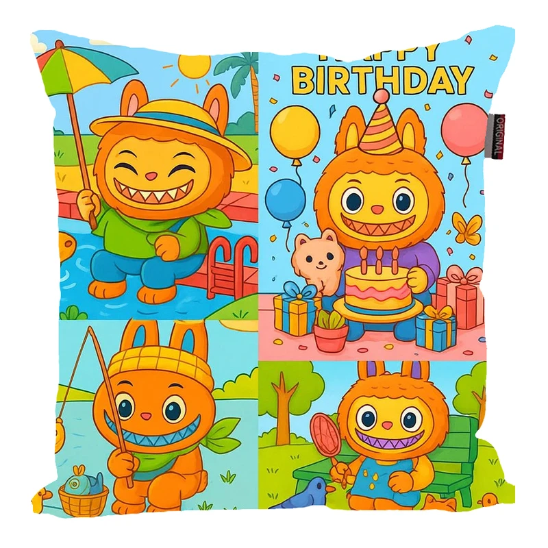 کوسن پاد آفرین مدل عروسک لبوبو کد PK401530 سایز 40*40 سانتی متر