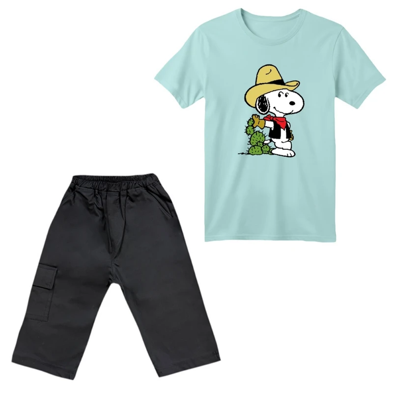 ست تی‌شرت آستین کوتاه و شلوارک پسرانه مدل اسنوپی کد ۷۸