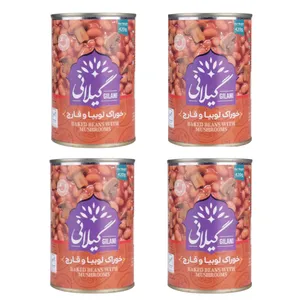 خوراک لوبیا با قارچ گیلانی - 420 گرم بسته 4 عددی