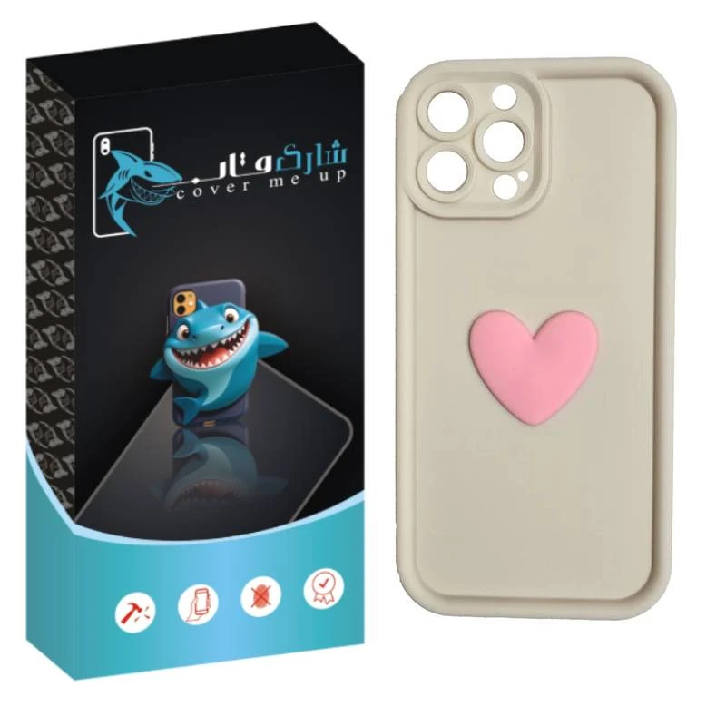 کاور شارک قاب مدل سیلیکونی سولید طرح قلب مناسب برای گوشی موبایل اپل iPhone 15 Pro