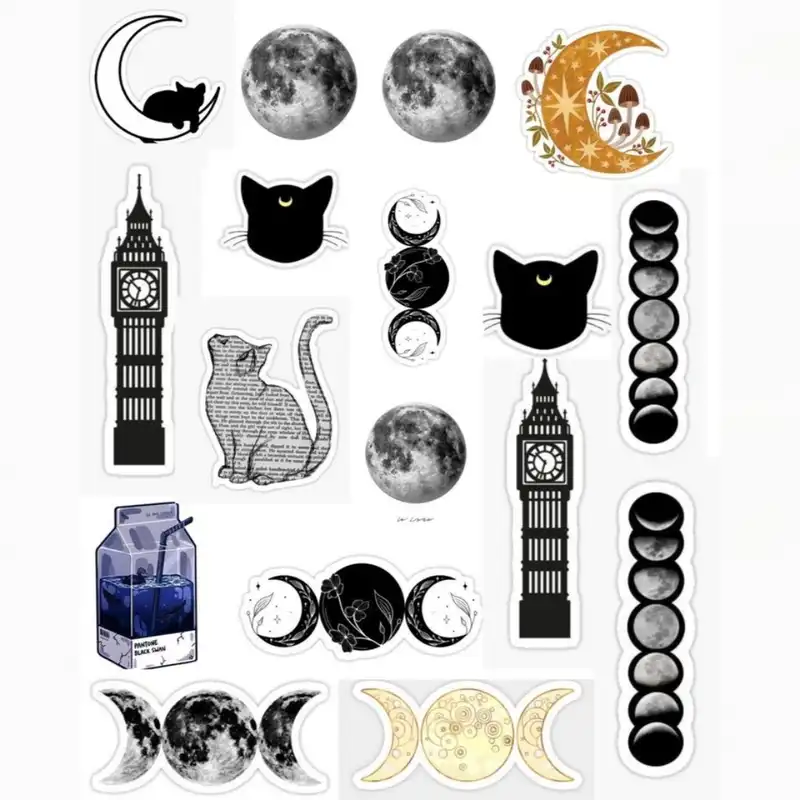 استیکر لپ تاپ طرح گربه مجموعه 17 عددی