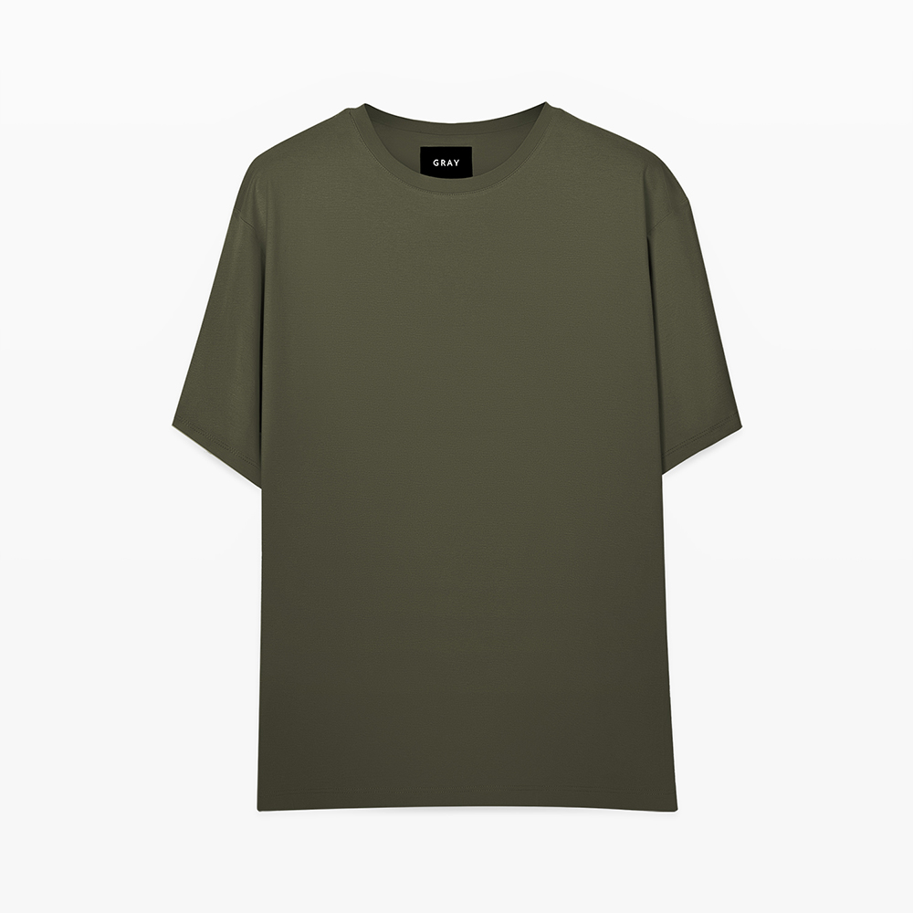 تی شرت اورسایز مردانه گری مدل OVR رنگ سبز -  - 1