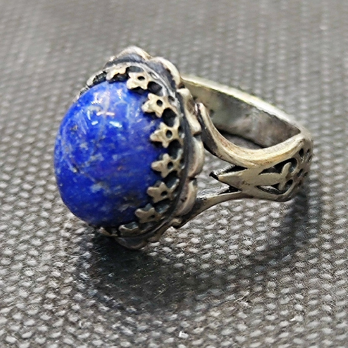 انگشتر نقره مردانه مدل سنگ لاجورد کد P980