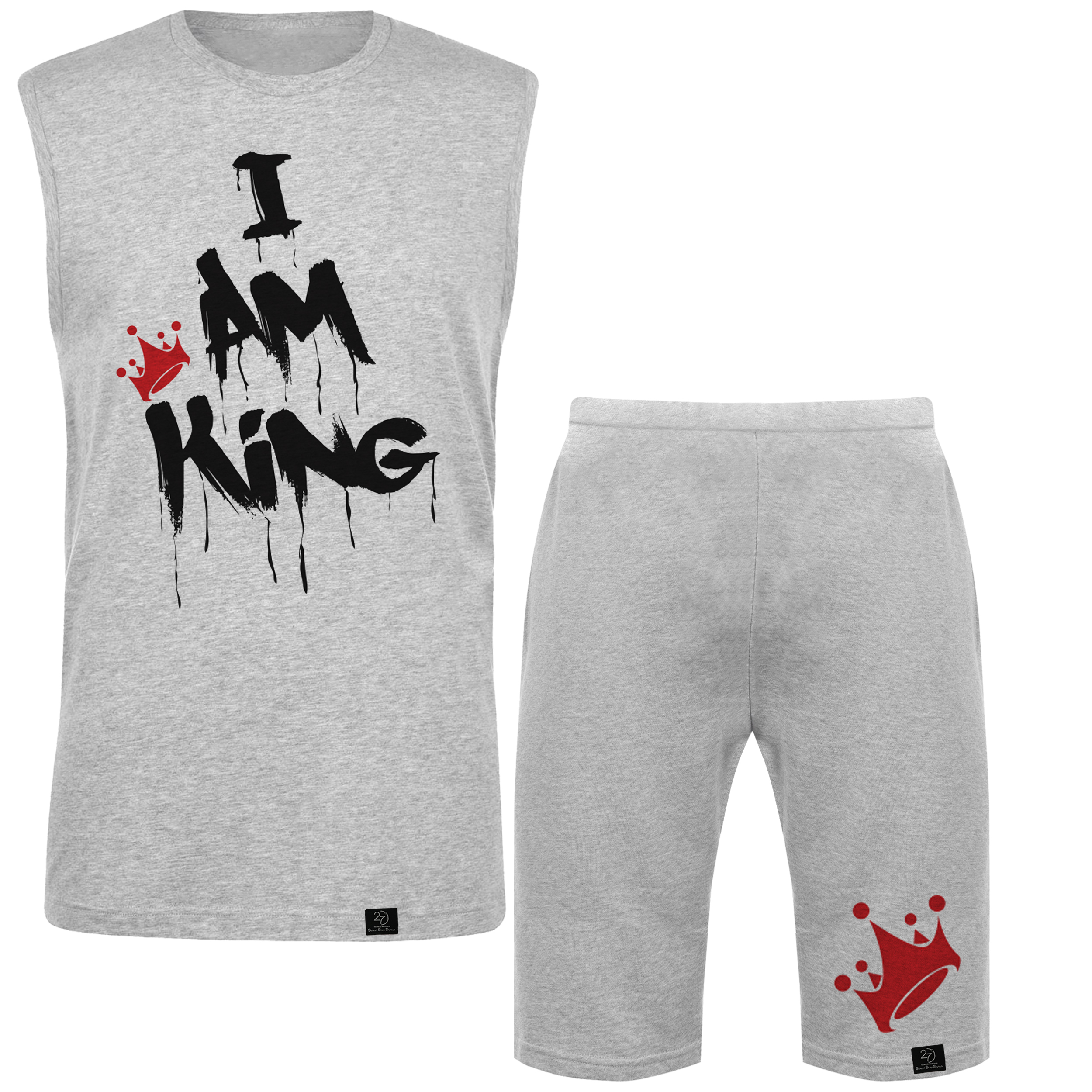 ست تاپ و شلوارک مردانه مدل I AM king کد AL17