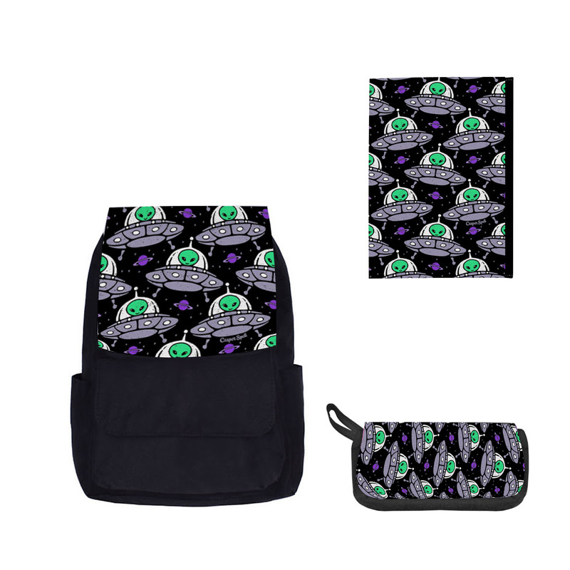 کوله پشتی مدل آدم فضایی به همراه جامدادی و کلاسور